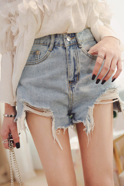 Μοναδικά Κυρίες σύντομο παντελόνι τζιν σκισμένο στα πόδια