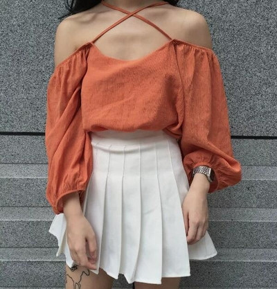 Κυρίες Μπλούζα τύπου δύο-χρωμάτων «έναν ώμο»