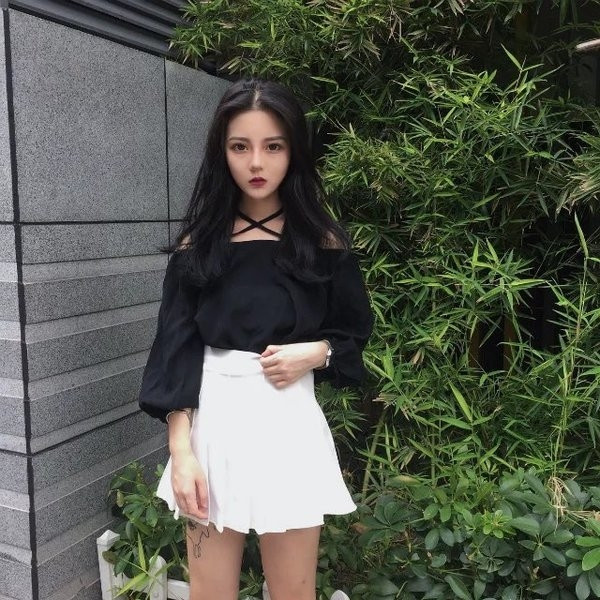 Κυρίες Μπλούζα τύπου δύο-χρωμάτων «έναν ώμο»