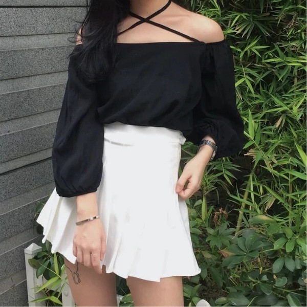 Κυρίες Μπλούζα τύπου δύο-χρωμάτων «έναν ώμο»