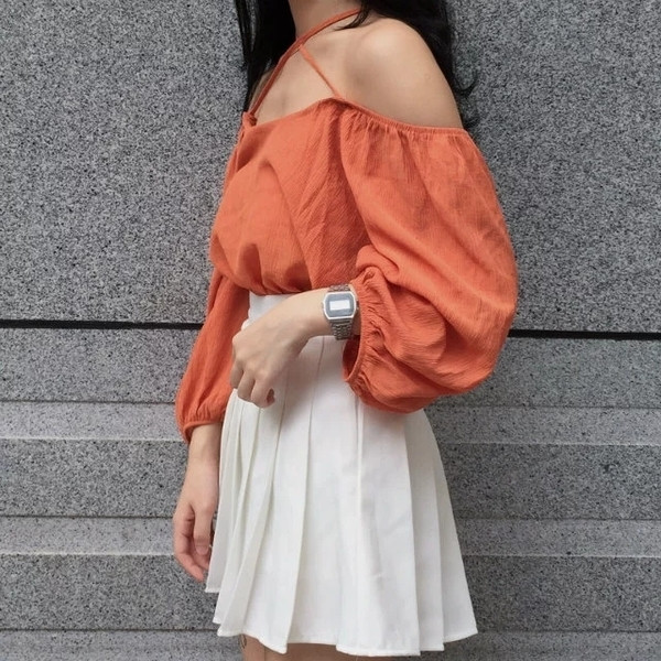 Κυρίες Μπλούζα τύπου δύο-χρωμάτων «έναν ώμο»