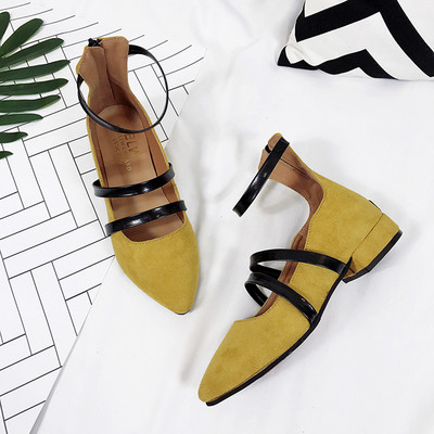 Γυναικεία παπούτσια κατάλληλα για την καθημερινή ζωή σε τρία χρώματα με χοντρό τακούνι