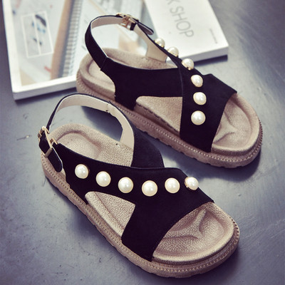 Κυρίες περιστασιακά σανδάλια με χάντρες σε τρία χρώματα