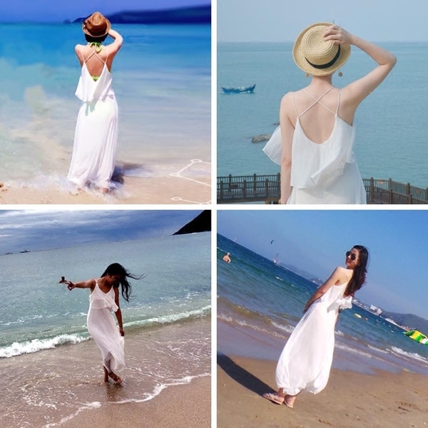 Πολλές όμορφες κυρίες μακρύ φόρεμα κατάλληλο για τις ζεστές μέρες του καλοκαιριού