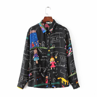 Страхотна спортно-елегантна дамска риза в два цвята с июстрации