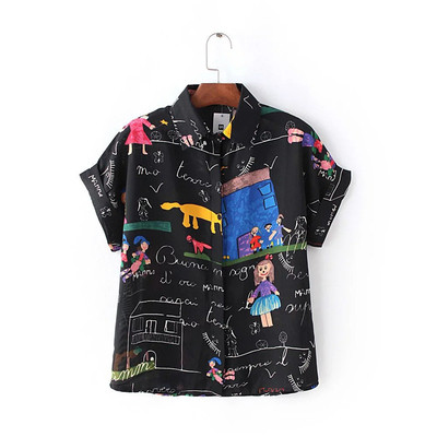 Страхотна спортно-елегантна дамска риза в два цвята с июстрации