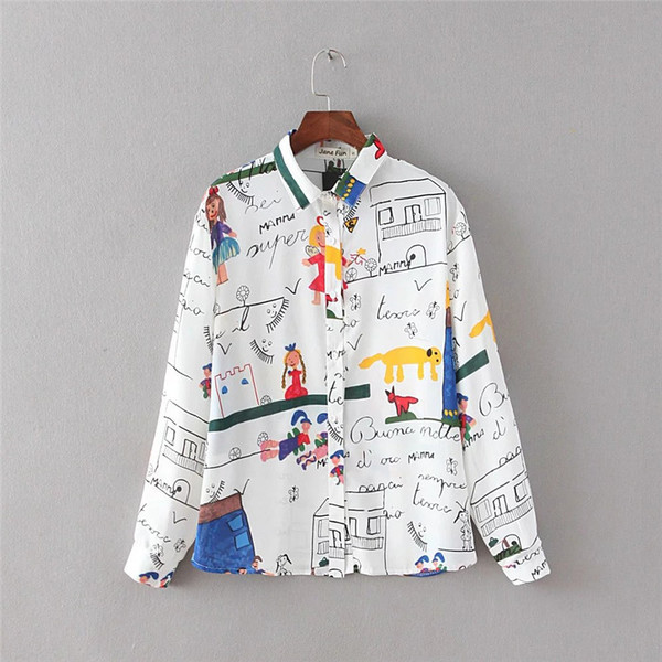 Страхотна спортно-елегантна дамска риза в два цвята с июстрации