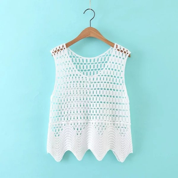 Дамски дантелен потник на дупки