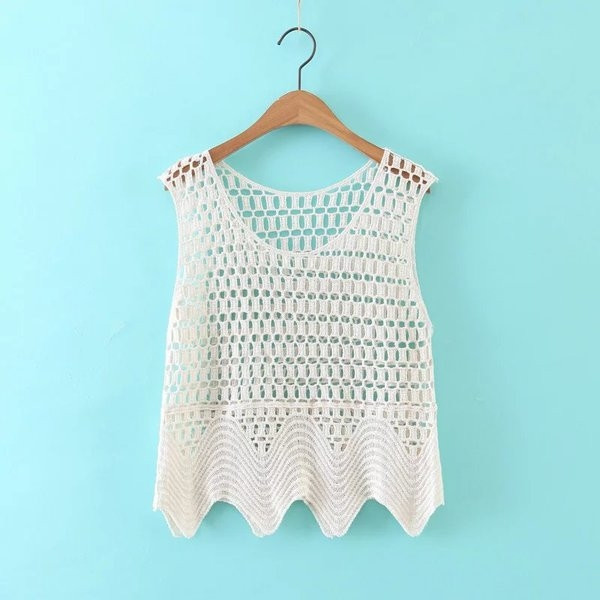 Дамски дантелен потник на дупки