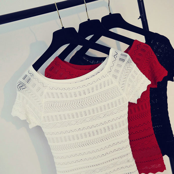 Дамска блуза с къс ръкав за лятото и пролетта - 3 цвята