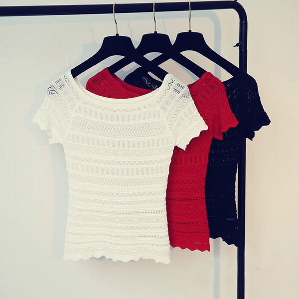 Дамска блуза с къс ръкав за лятото и пролетта - 3 цвята