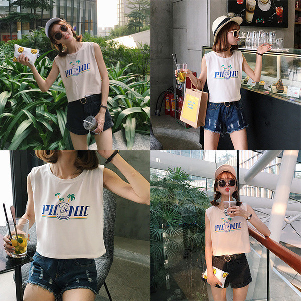 Много свеж дамски къс потник в розово и бяло