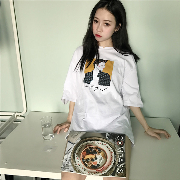 Шикозна дамска дълга тениска с илюстрация в два цвята