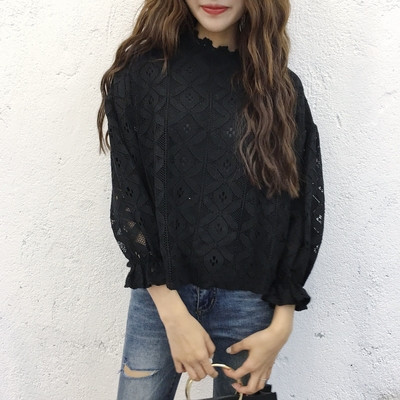 άνοιξη δαντέλα Γυναικεία μπλούζα με φαρδιά μανίκια