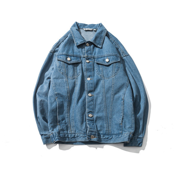 Ανδρικό μπουφάν  τζιν με ρετρό μοτίβα