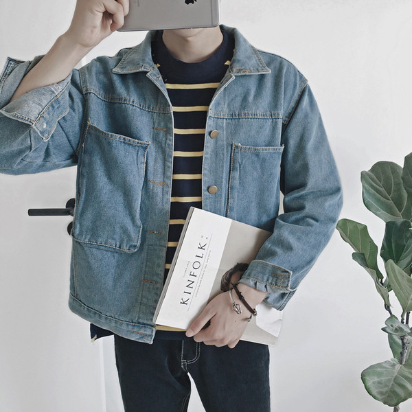 Много стилно мъжко дънково яке с джобове