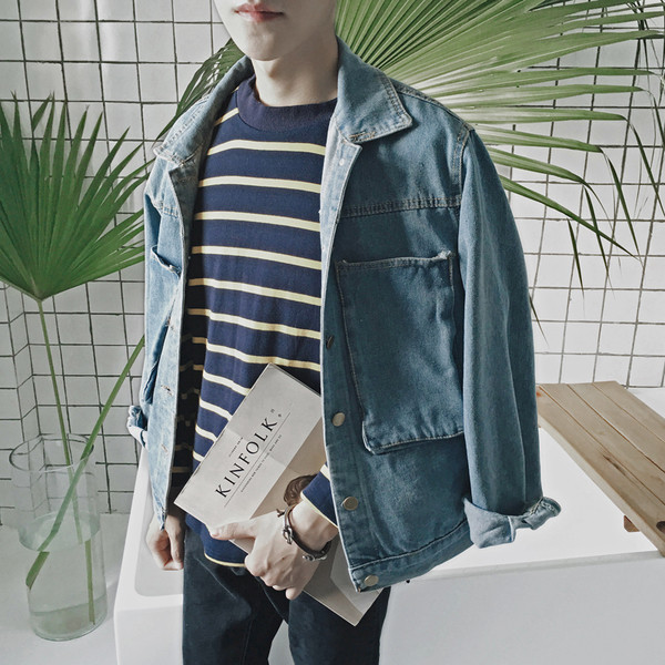 Много стилно мъжко дънково яке с джобове