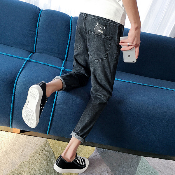 Мъжки дънки 7/8 тип шалвари, стеснени в долната част