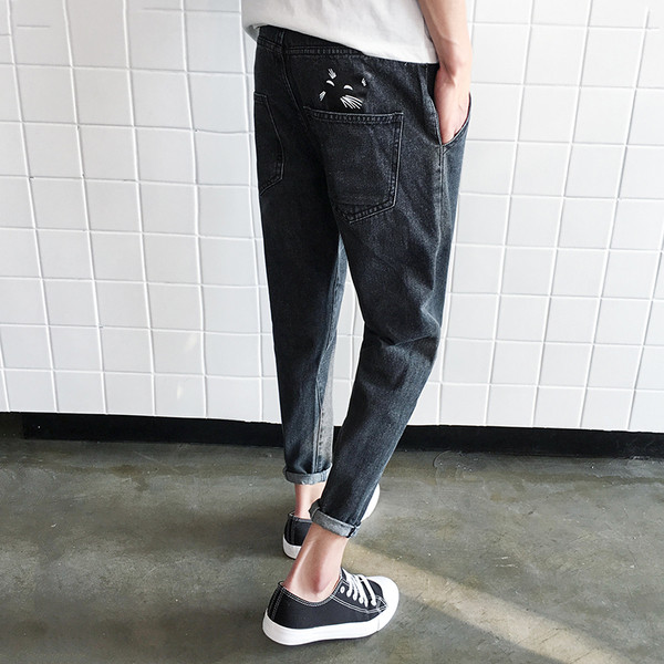 Мъжки дънки 7/8 тип шалвари, стеснени в долната част