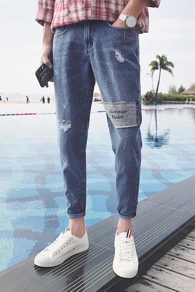 Άνδρες αθλητικές κομψό τζιν 7/8