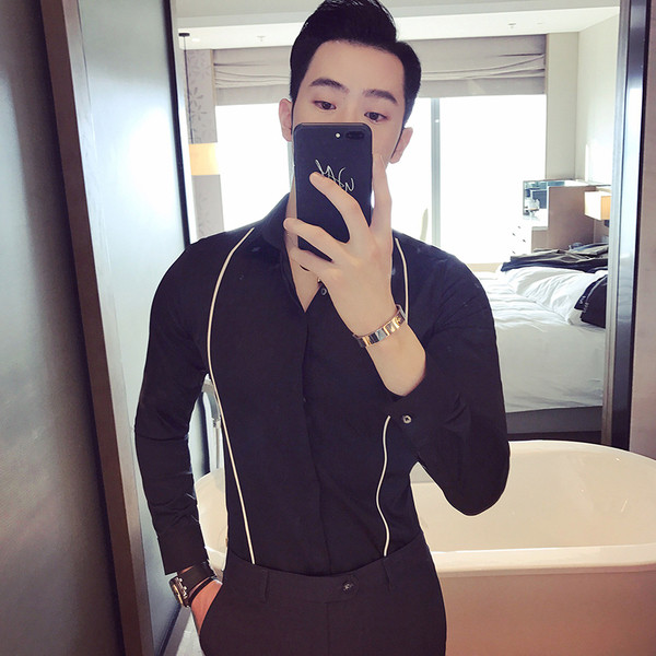 Мъжка елегантна риза с имитация на тиранти