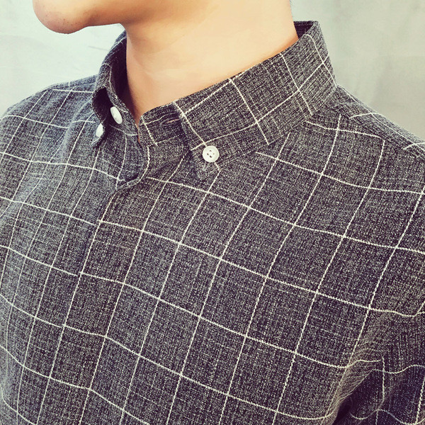 Страхотна карирана мъжка спортно-елегантна сива риза