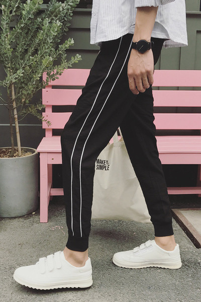 Мъжки модерен спортно-елегантен панталон в сив и черен вариант