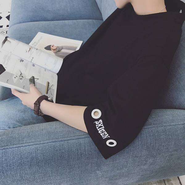 Много красива мъжка дълга тениска с къс ръкав и бродерия