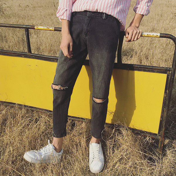 τζιν Casual ανδρών με σχισμές στο γόνατα και τα μοσχάρια - ανοιχτό ή σκούρο χρώμα