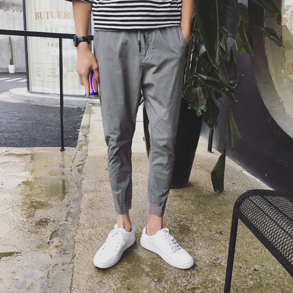 παντελόνι παντελόνι στυλ κομψό απλό ανδρών σε γκρι και μαύρο