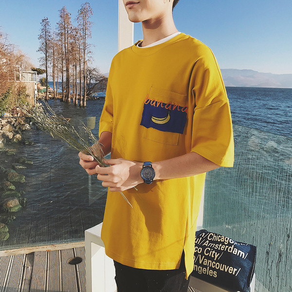 Мъжка дълга тениска в няколко цвята с апликация