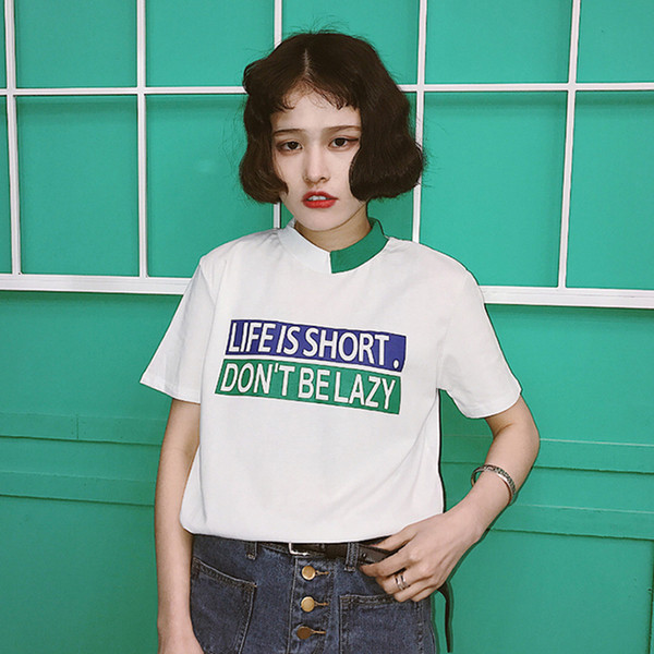 Модерна свежа дамска тениска с къс ръкав и интересен надпис