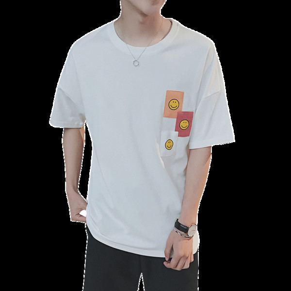 Изчистена мъжка блуза със щампа и къс ръкав