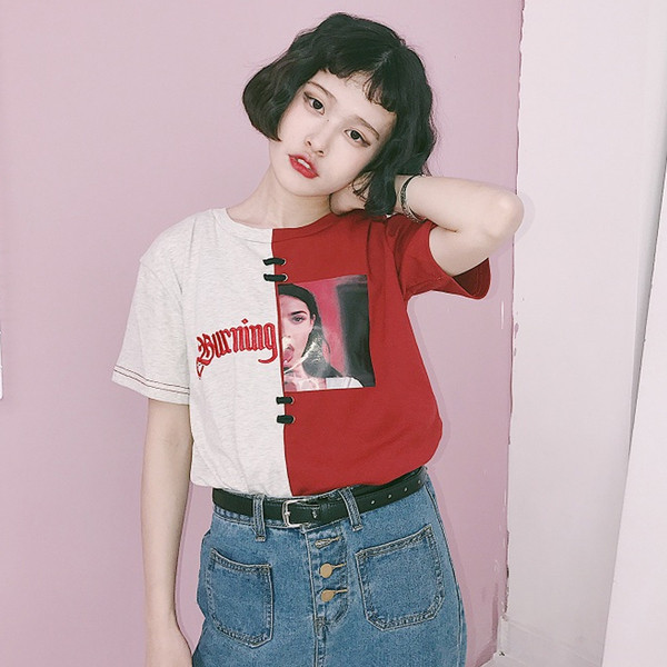 Ενδιαφέρουσες ευρύ-shirt για τις γυναίκες με 3/4 μανίκια και ενδιαφέρουσα σχεδίαση