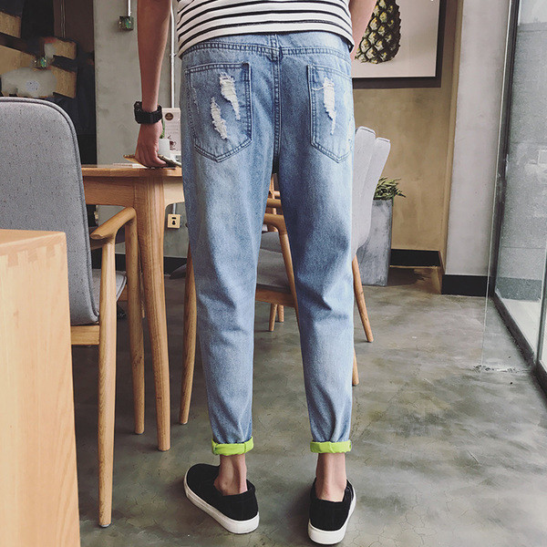 Много стилни мъжки дънкови ежедневни панталони