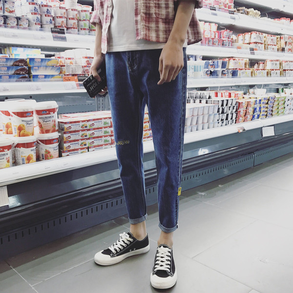 Много модерни мъжки дънкови панталони стил 7/8