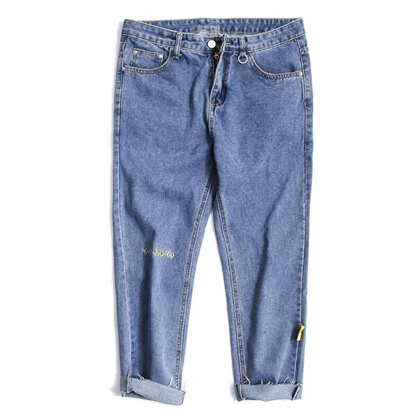 Много модерни мъжки дънкови панталони стил 7/8