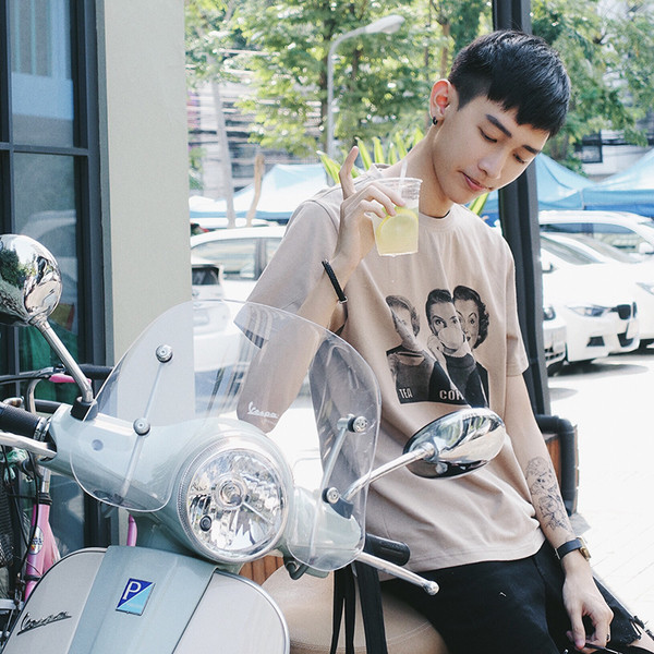 μακρύ T-shirt Σύγχρονη ανδρών με απλικέ