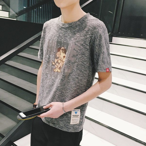 Чудесна мъжка блуза с къс ръкав и апликация куче