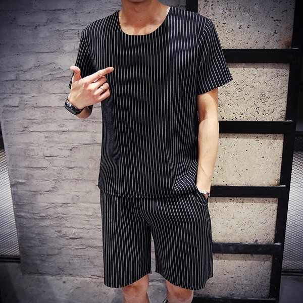Ανδρικό περιστασιακό σετ 2 τεμαχίων - μπλουζάκι και σορτς - διαφορετικά μοντέλα