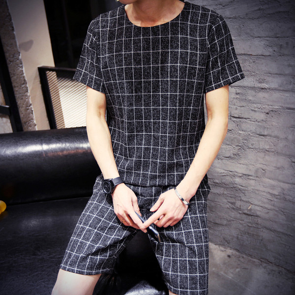 Ανδρικό περιστασιακό σετ 2 τεμαχίων - μπλουζάκι και σορτς - διαφορετικά μοντέλα