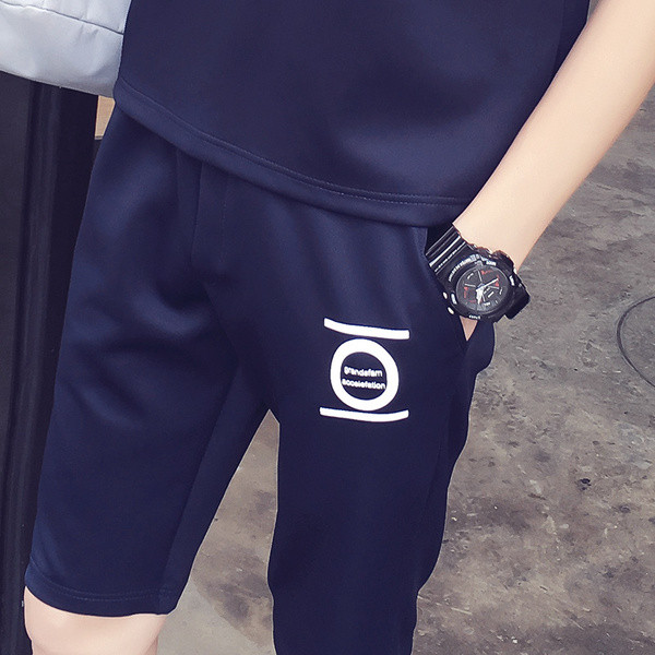 Αθλητική-κομψή ανδρική φόρμα 2 τεμαχίων - T-shirt και σορτς