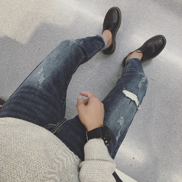 Мъжки впити модерни ежедневни дънкови панталони