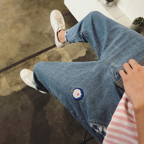 Σούπερ σύγχρονο αρσενικό στενό τζιν με πιγκουίνος εφαρμογή και υψηλή μέση