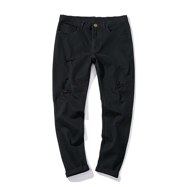 Μαύρο αρσενικό περιστασιακή φαρδύ παντελόνι 7/8