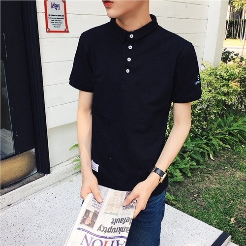 Спортна-елегантна мъжка тениска с копчета в три цвята