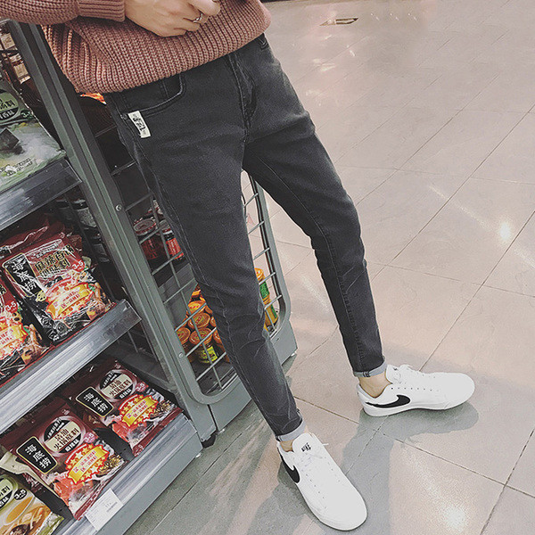 Спортно-елегантни черни мъжки дънки модел "slim fit"