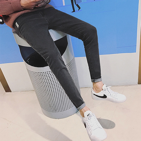 Спортно-елегантни черни мъжки дънки модел "slim fit"