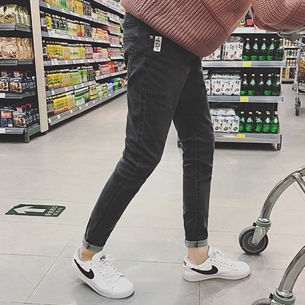 Спортно-елегантни черни мъжки дънки модел "slim fit"