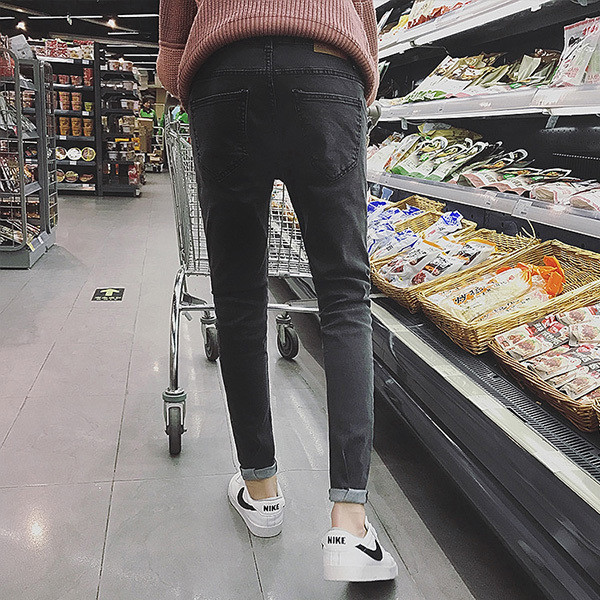 Спортно-елегантни черни мъжки дънки модел "slim fit"